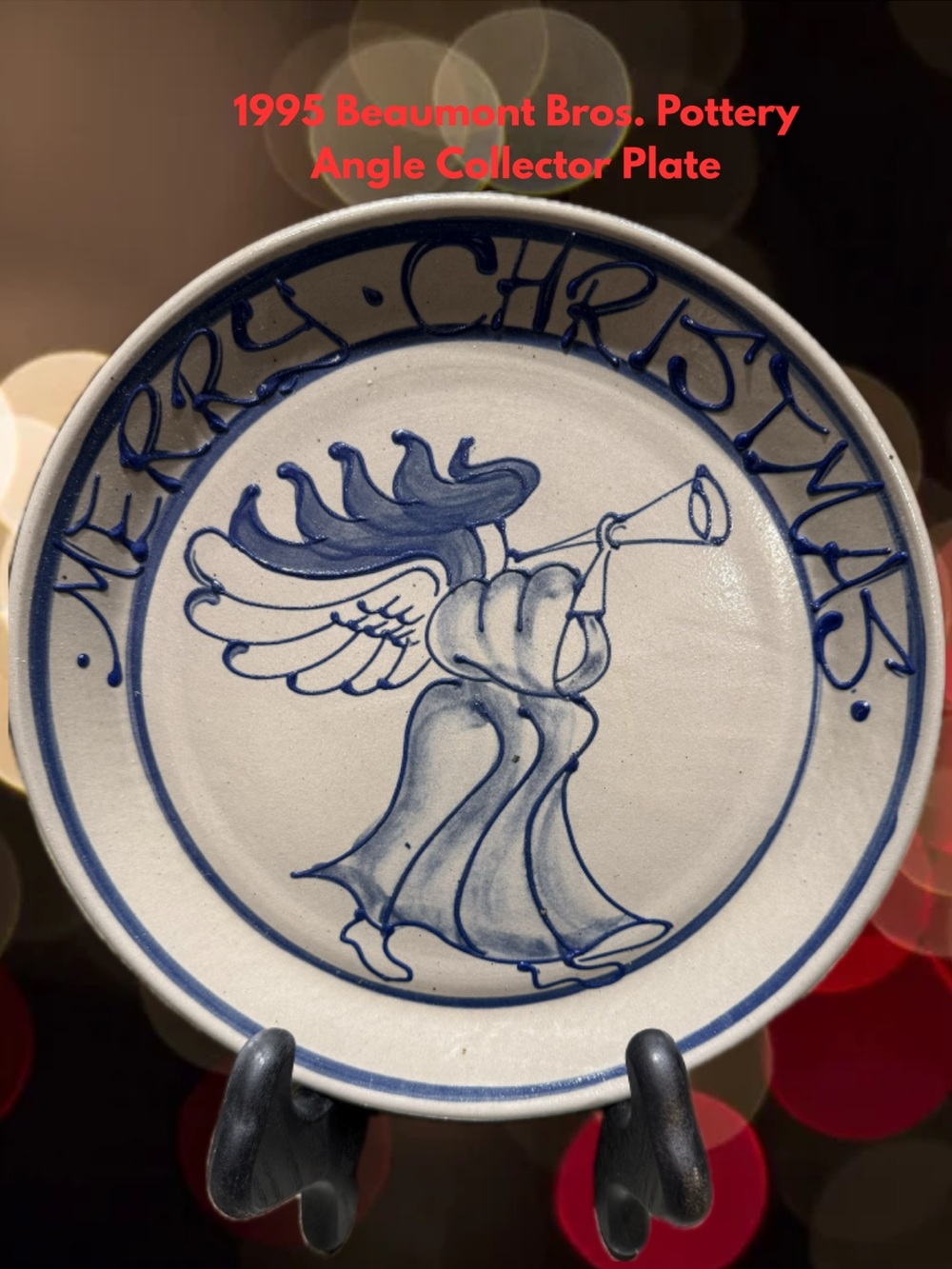 1995 Christmas Angel Collector Plate Manufactured by Beaumont Brothers Pottery.